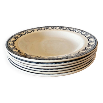 6 Salins ironstone plates, Guirlandes Louis XVI model