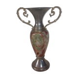 Silver metal vase and onyx marble
