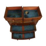 Antique english chest of drawers bow front mirrored mahogany veneer 120cm