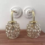 Paire d’appliques murales verre bullé