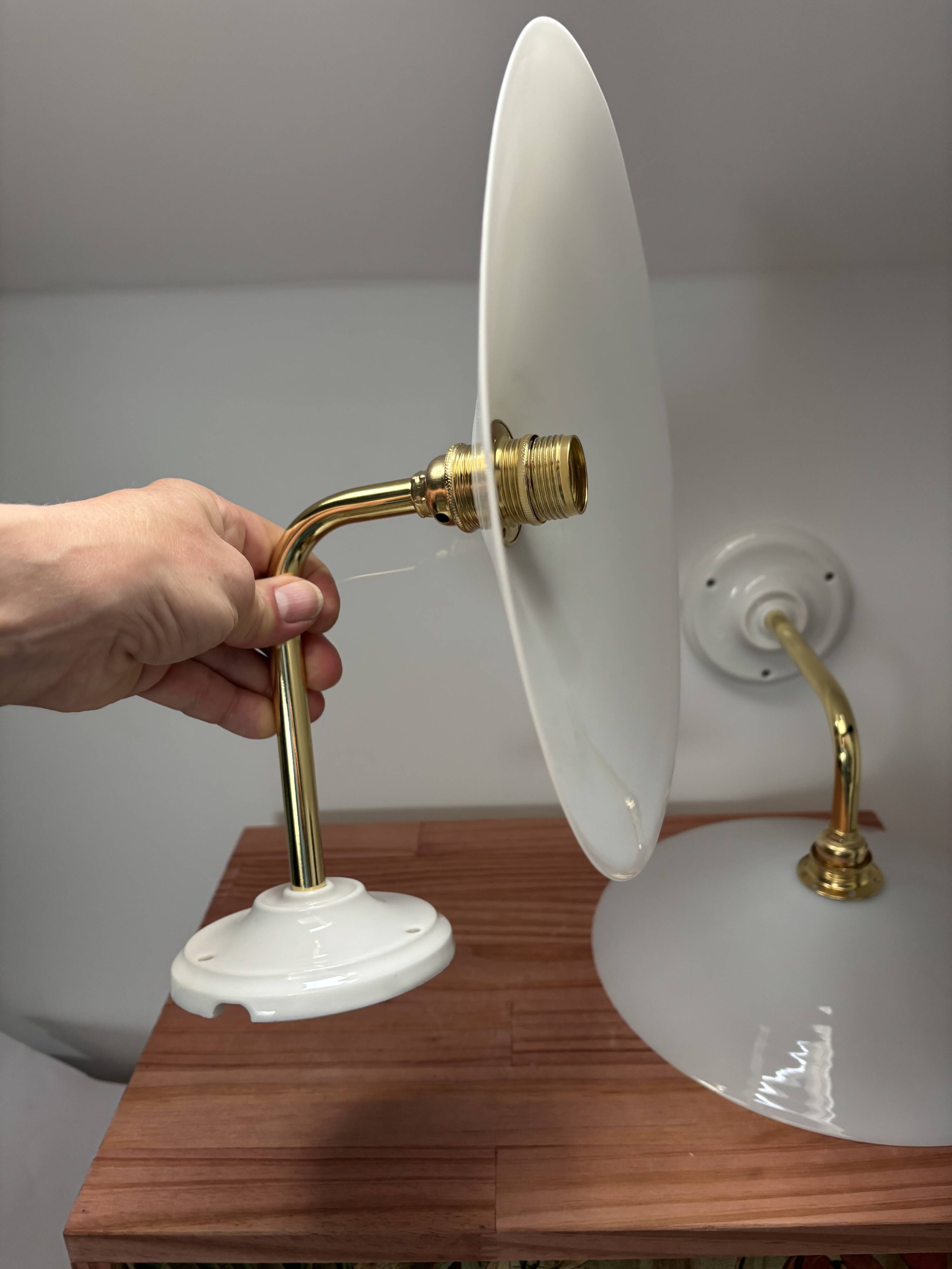 White opaline wall lights