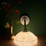 Vintage angled wall lamp with pale yellow Clichy glass shade