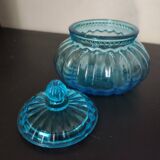Blue blown glass candy box