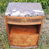 Art deco bedside table wood & marble