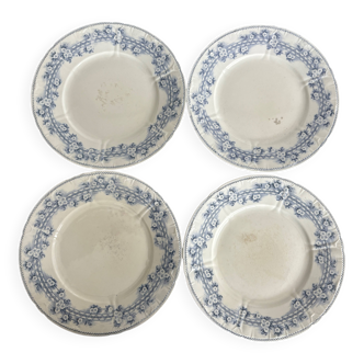 4 antique plates by Franz Anton Mehlem "Anita", antique porcelain