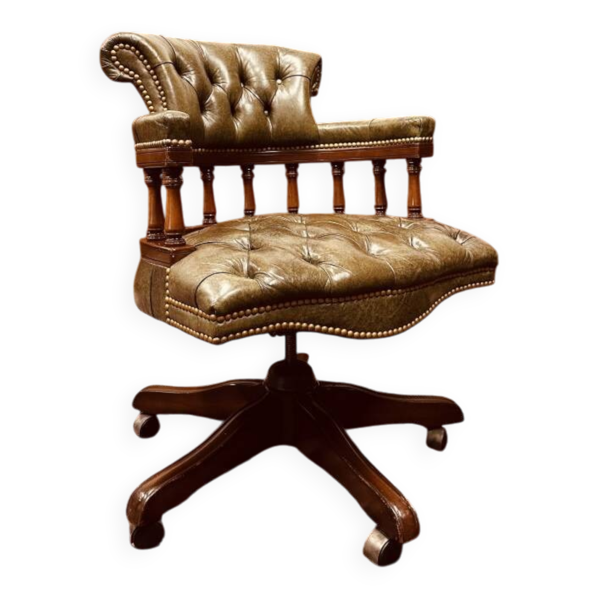 Captain Chair Chesterfield Office Chair Desk chair Olive green