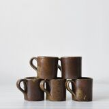 Artisanal pyrite-colored stoneware mugs