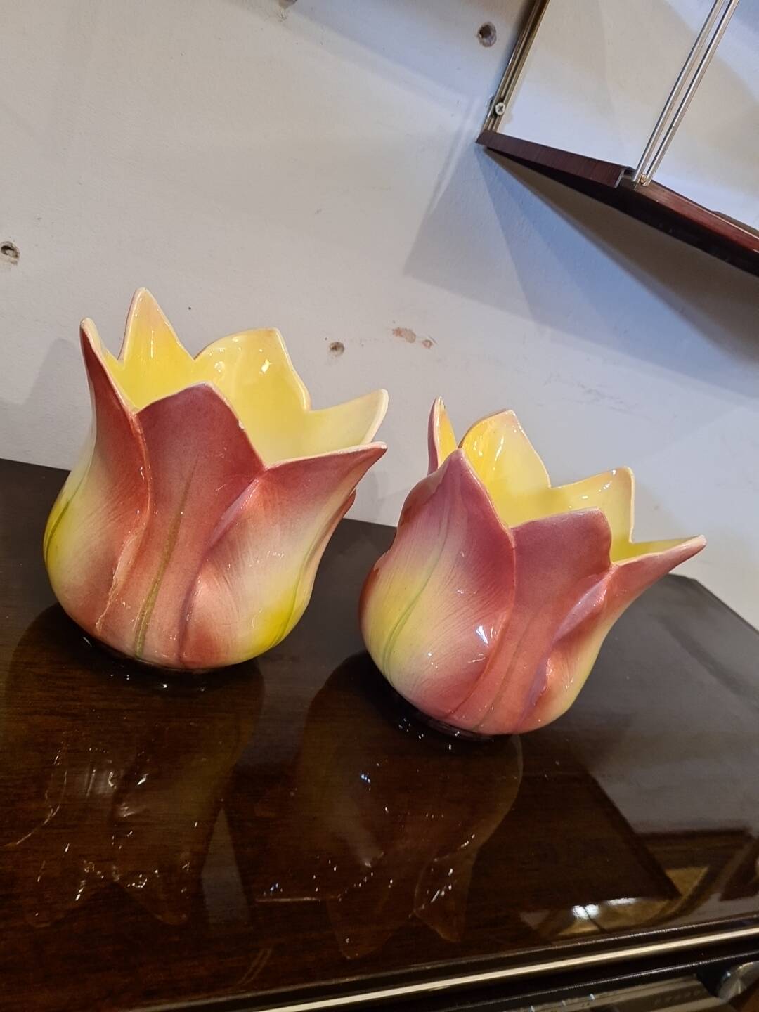 Pair of art nouveau plants signed delphin massier vallauris