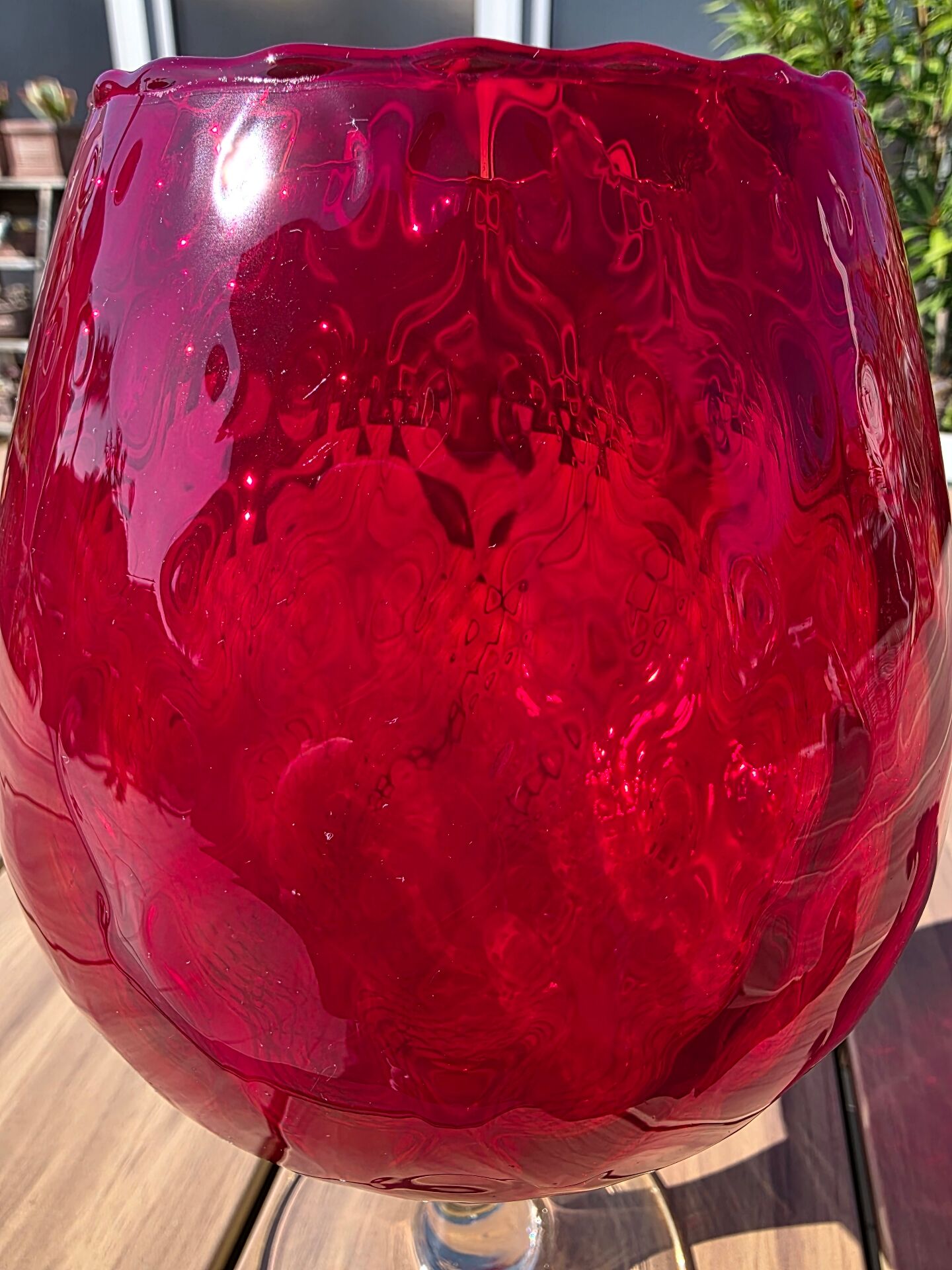 Grand verre géant 26 cm Empoli rouge rubis verre soufflé