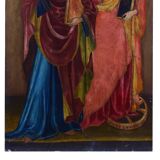 Peinture à la détrempe ancienne sur panneau avec des saints, 19ème siècle