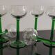 Vintage Alsace wine glasses with green feet decorations Bunches of Grapes and Vines HJ