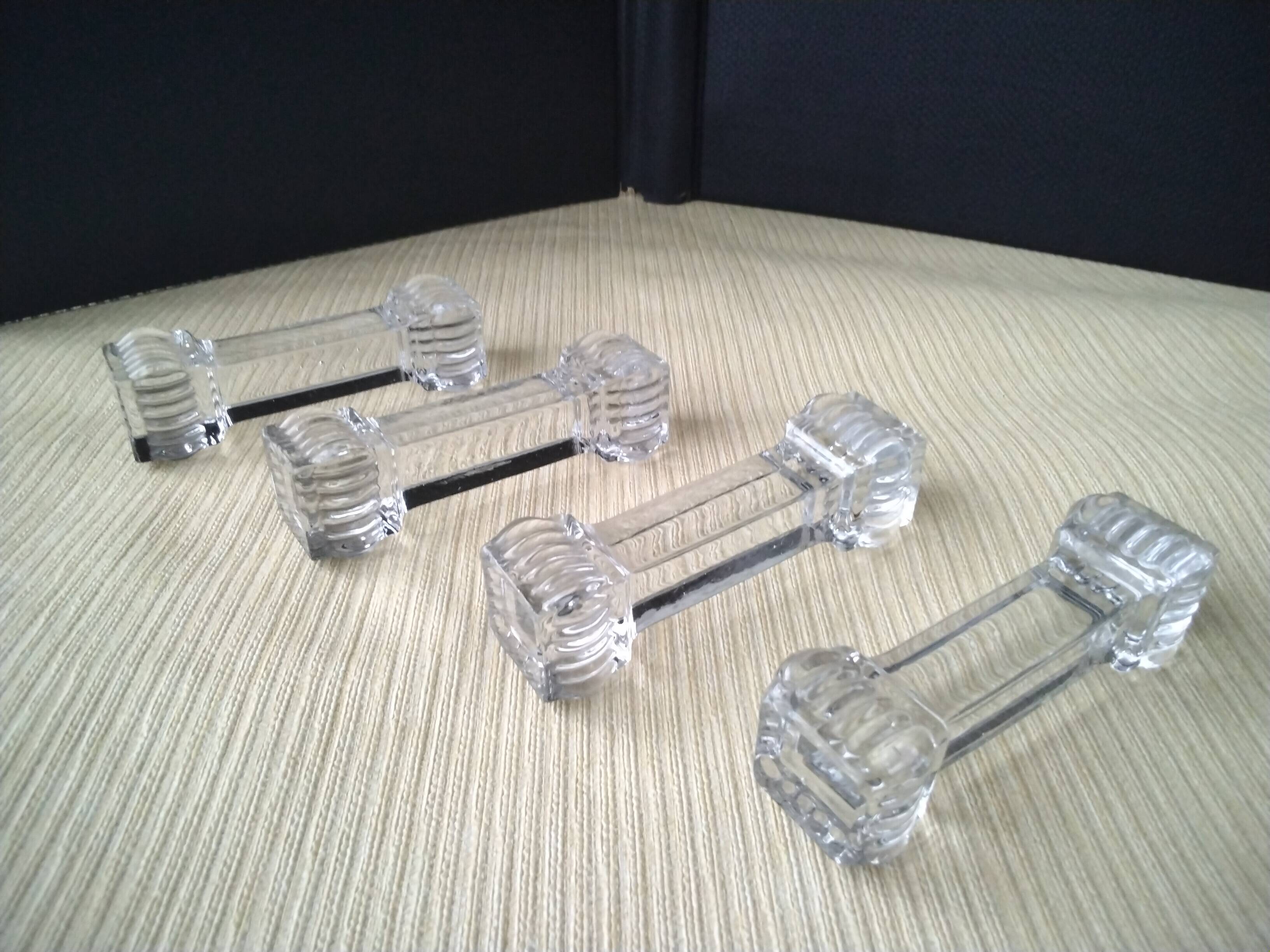 4 Crystal knife holders signed Portieux