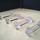 4 Crystal knife holders signed Portieux