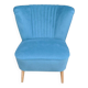 Blue cocktail armchair in beech wood, velvet fabric, Mid-Century design from the 1960s.