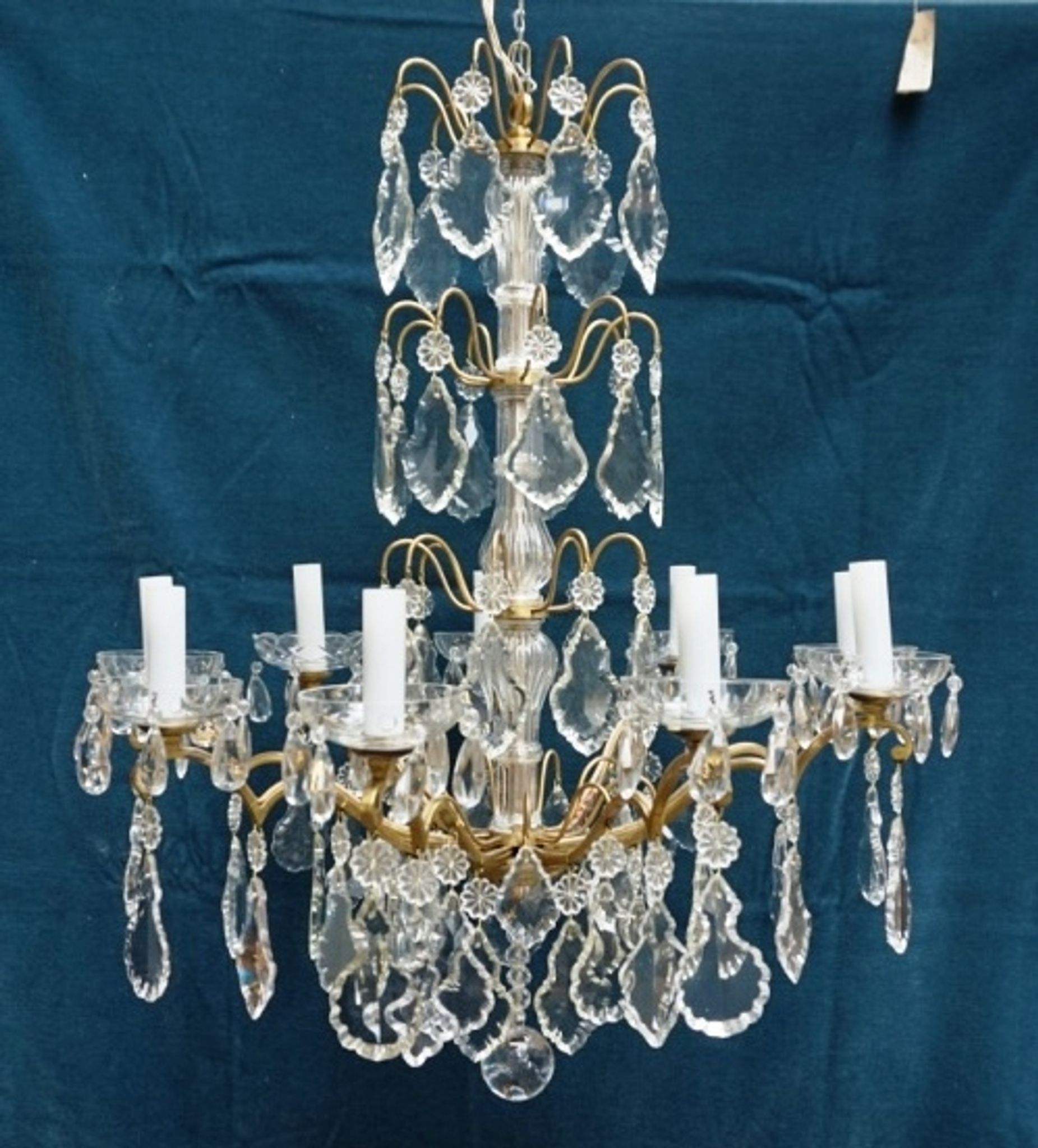 Chandelier, bronze, Louis XV style crystal