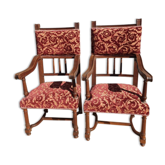 Pair of armchairs thrones neo-renaissance Haute-Epoque