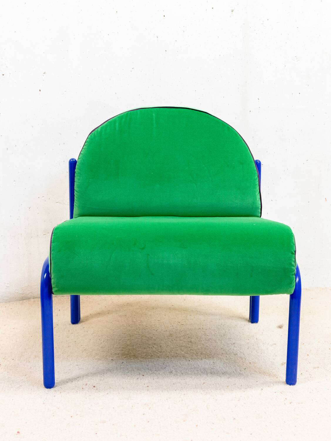 Souvignet armchair reupholstered in green velvet