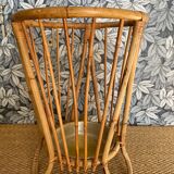 Bamboo and rattan umbrella stand with metal drip tray in the style of Franco Albini, Italy, 1960s