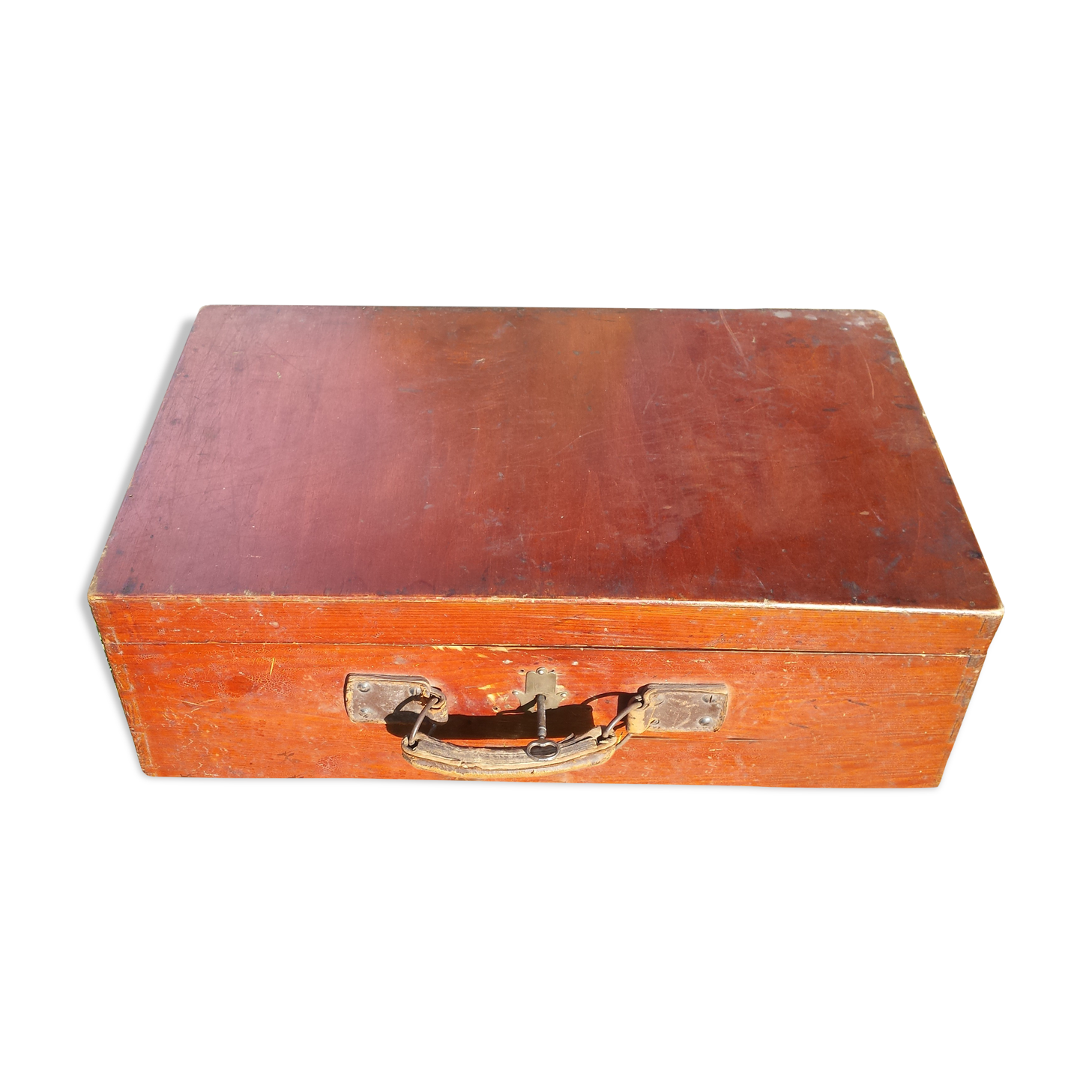 suitcase, wooden trunk