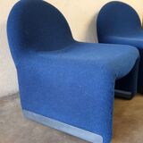 Pair of heaters ATAL - Made of blue wool fabric - Design from the 1970s