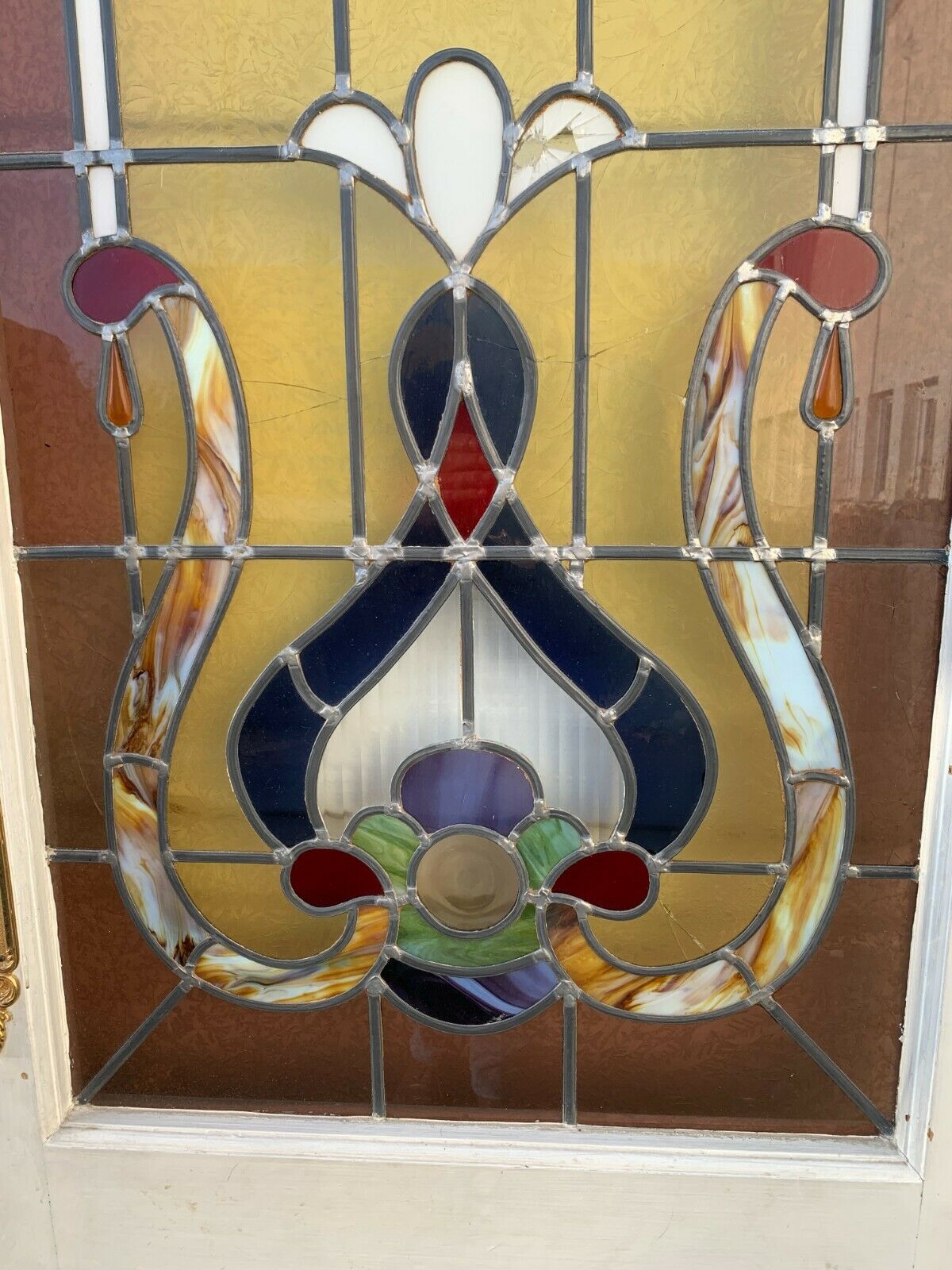 Double doors of passage in stained glass Art Deco XX century