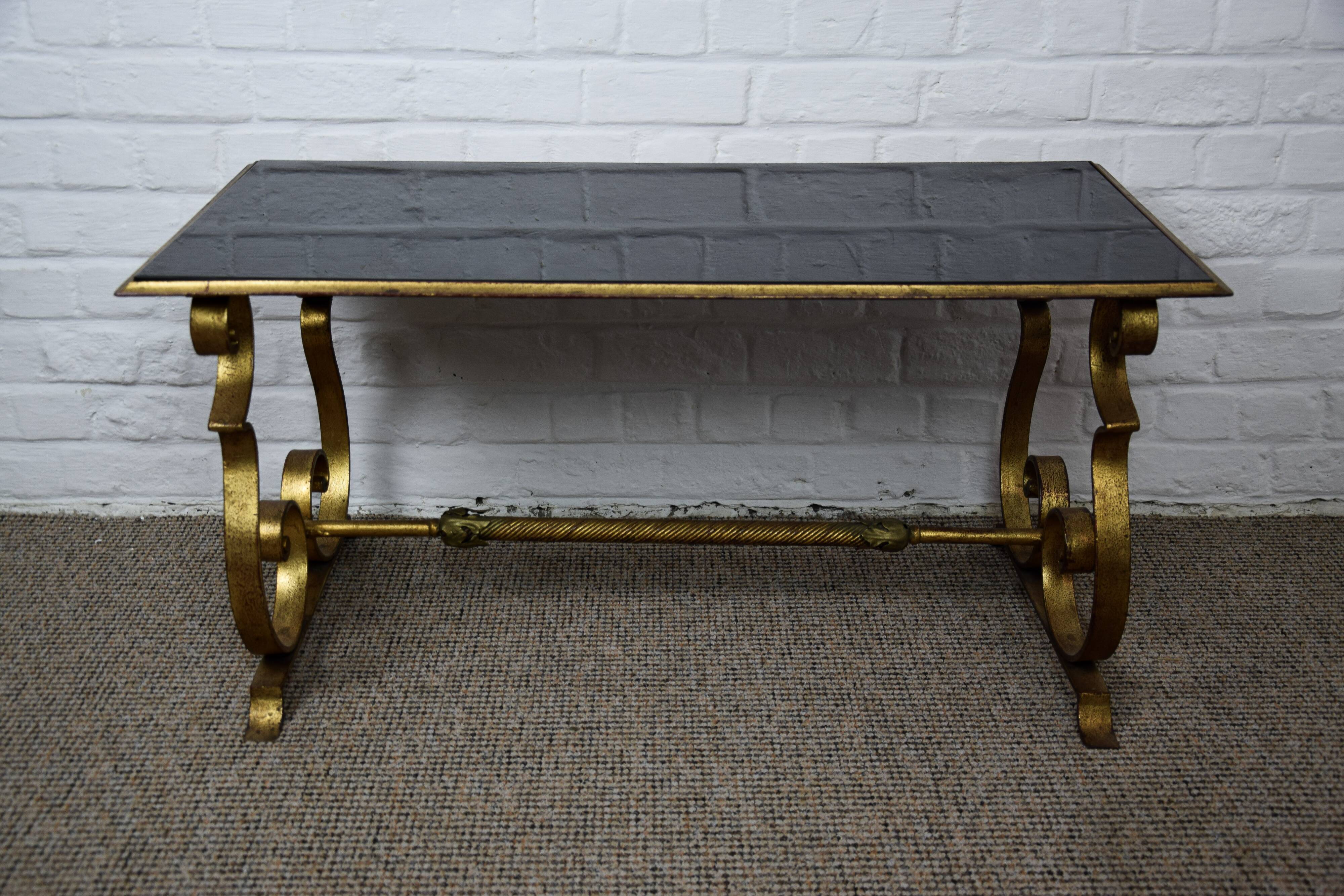 Golden wrought iron coffee table