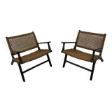 Paire de fauteuils par Olivier de Schrijver en Jacynthe d'eau