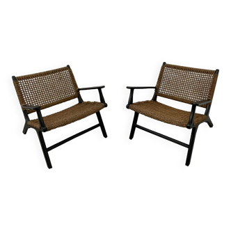 Paire de fauteuils par Olivier de Schrijver en Jacynthe d'eau