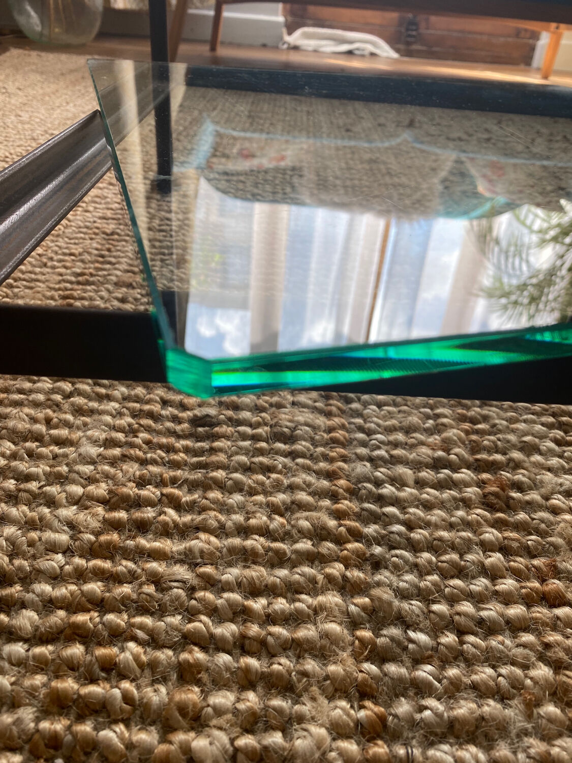 Glass and wrought iron coffee table design