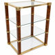 Hollywood Regency Set – Sideboard & coffee table in glass, brass & burl wood
