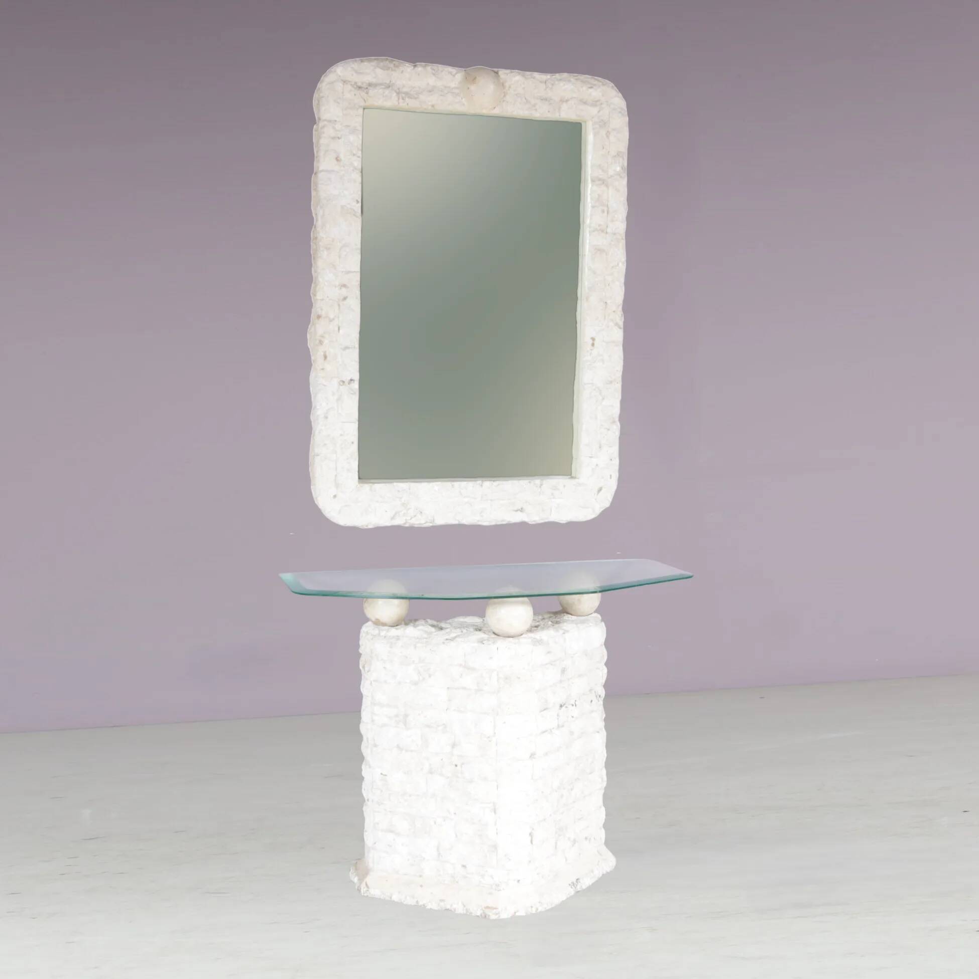 1980s console table with mirror by Magnussen Ponte, Italy
