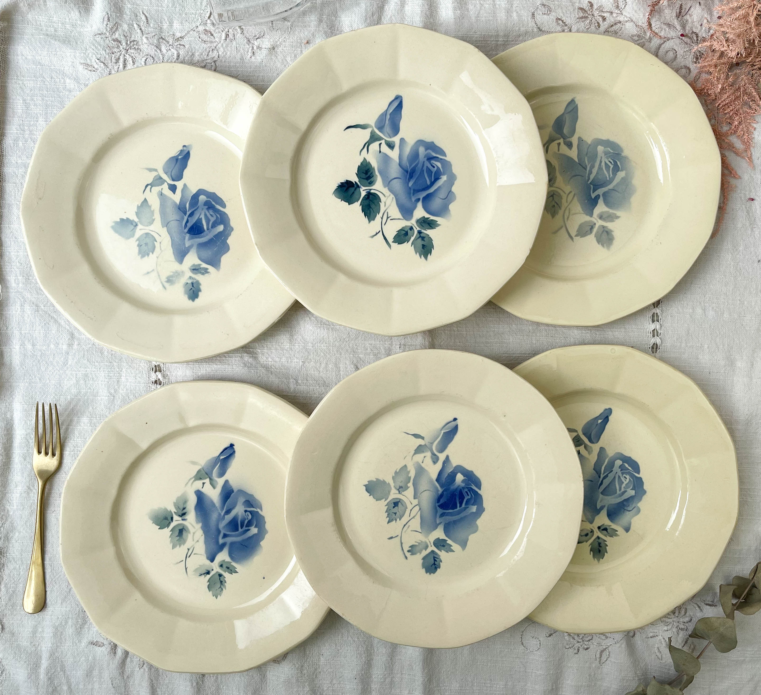 6 flat plates digoin sarreguemines model "cannes"
