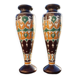 pair of old vases with art deco motifs