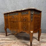 Commode sauteuse Transition estampillée en marqueterie de bois nobles