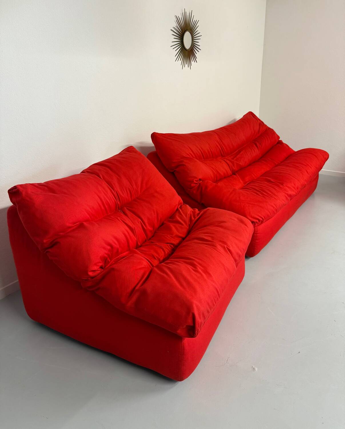 Living room sofa and 2 armchairs French design Steiner 70s vintage fabric