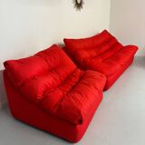 Living room sofa and 2 armchairs French design Steiner 70s vintage fabric
