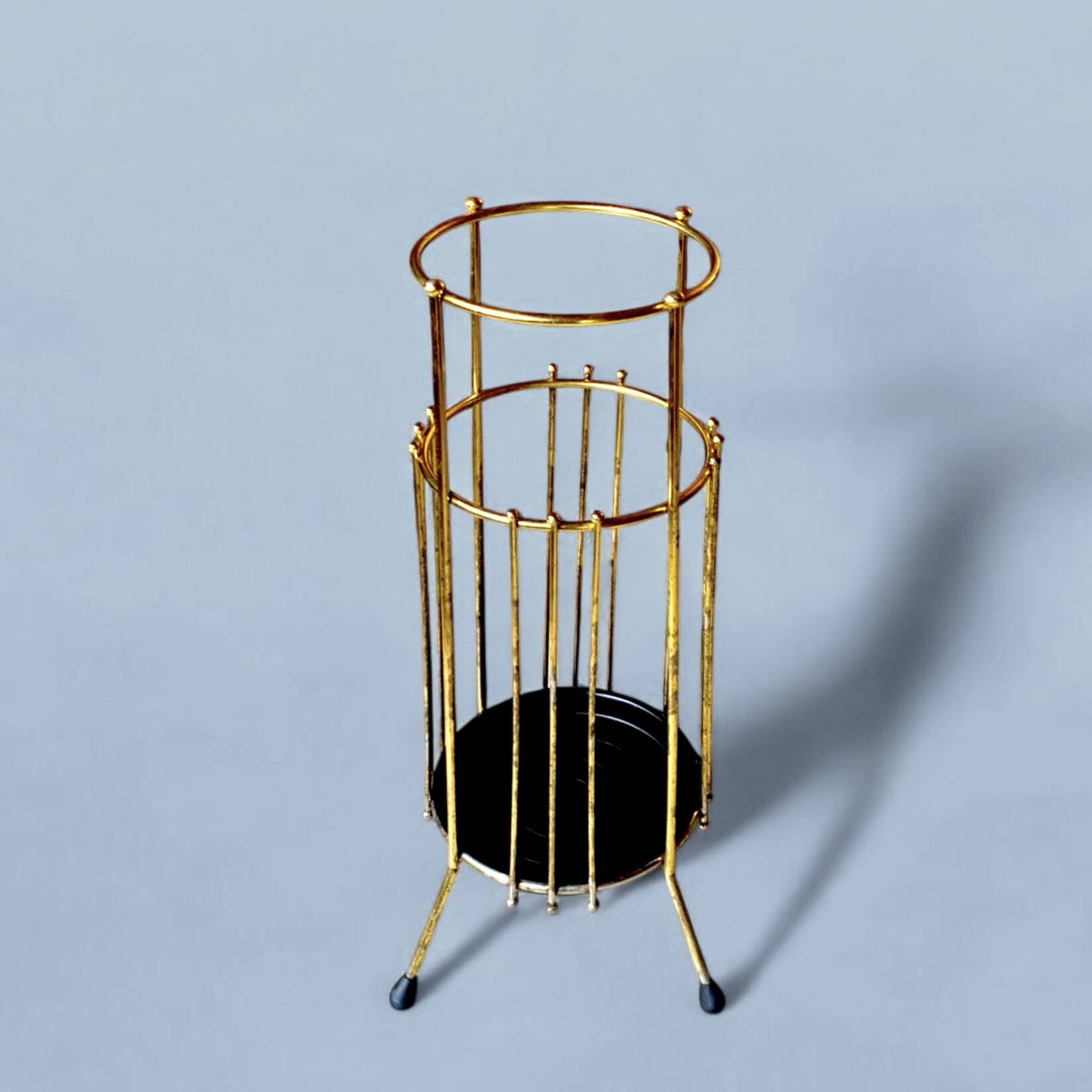 Vintage gold metal umbrella stand