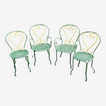 Ensemble de 2 chaises et 2 fauteuils vintage de jardin