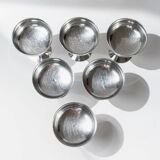 Set of 6 Vintage Champagne Bowls: Argent Stainless Steel with Golden Stem – Italian 1970s Retro Tableware