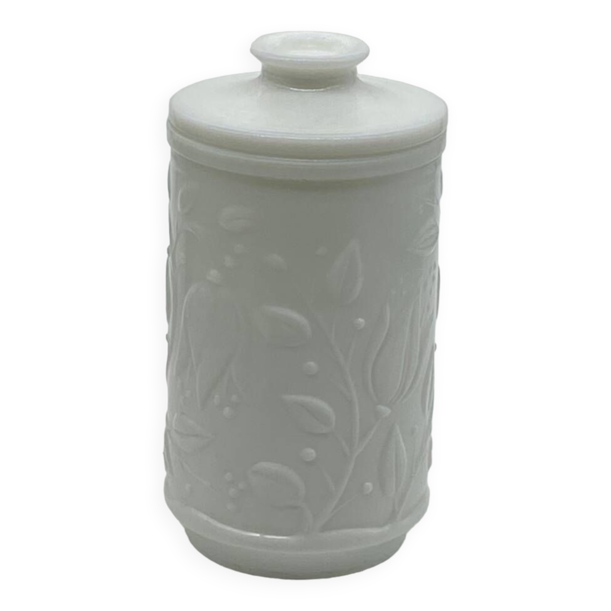 White opal glass pot / jar, vintage