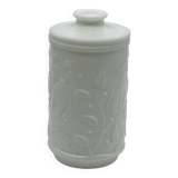 White opal glass pot / jar, vintage