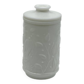 Pot / bocal verre opale blanc , vintage