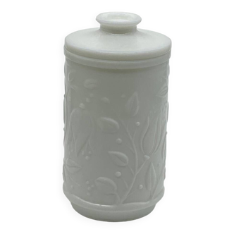 White opal glass pot / jar, vintage