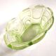 Art Deco oval bowl in green glass – geometric moulded decoration 1920-1930