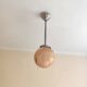suspension glass globe pink and gold on a metal aluminium stem and structure