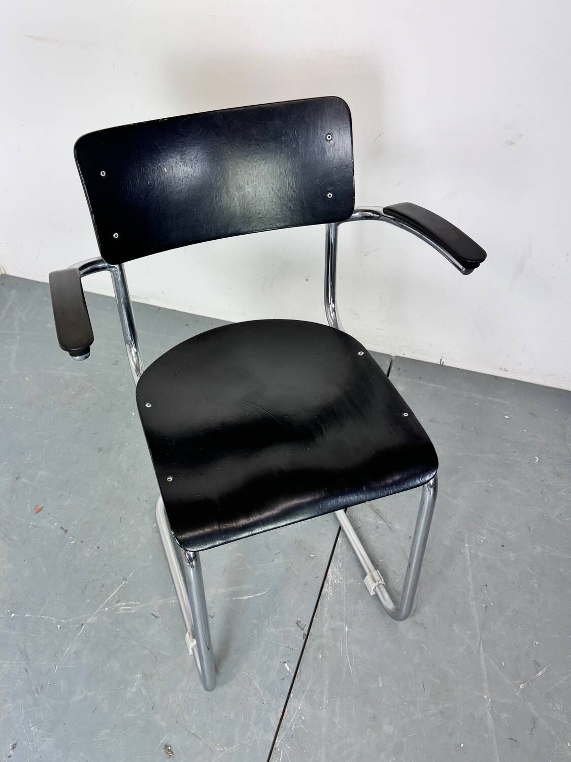Chaise cantilever en acier chromé tubulaire Bauhaus vintage, années 1930