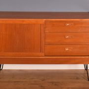 Restored Danish Teak 1960s Short Retro Sideboard Hairpin Legs