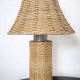 Pair of large Scandinavian rattan lamps from the 80s