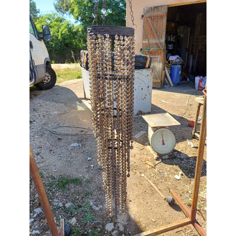 Vintage metal and plastic bead pendant light