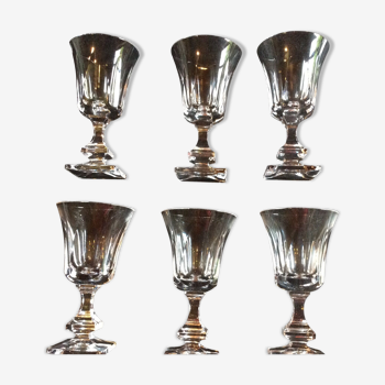 6 wine glasses, foot glasses in Sèvres crystal model Bellamy